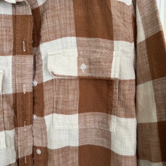 American Eagle Top Women's Brown Plaid Button Down Long Sleeve Sz M - Picture 5 of 9